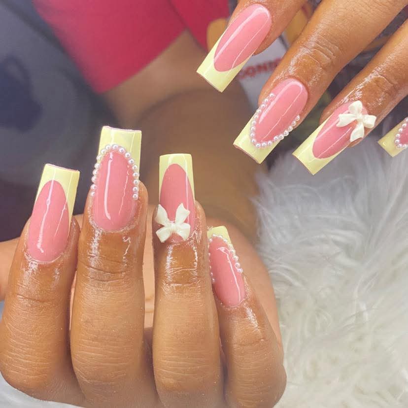 Stone embellishments on gel nails - view 1